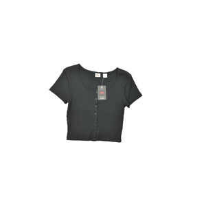 NEW Women's Levi's Crop Top Size M Short Sleeve Crop Button Flirty